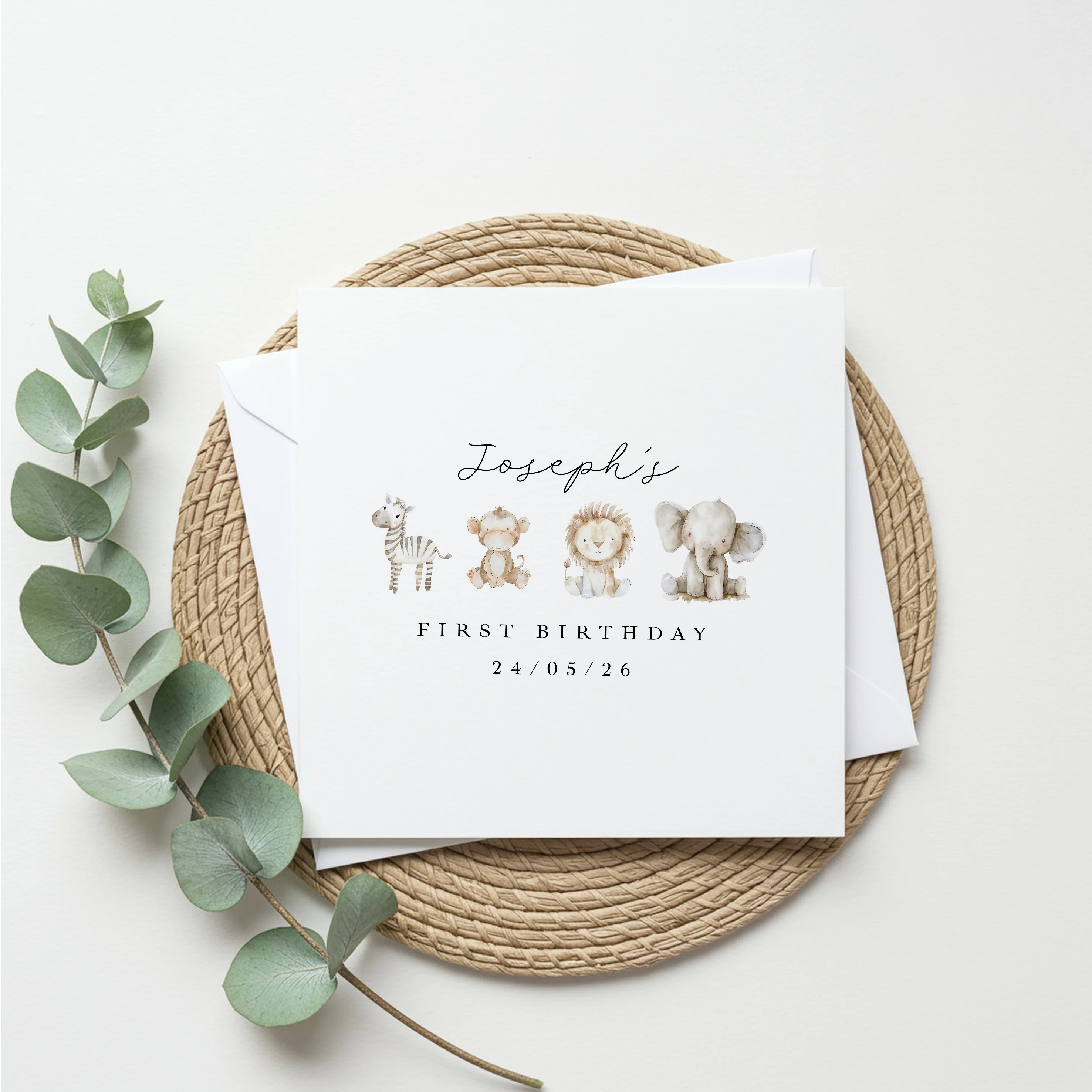 Personalised Watercolour Safari Any Age Birthday Card - Image 5