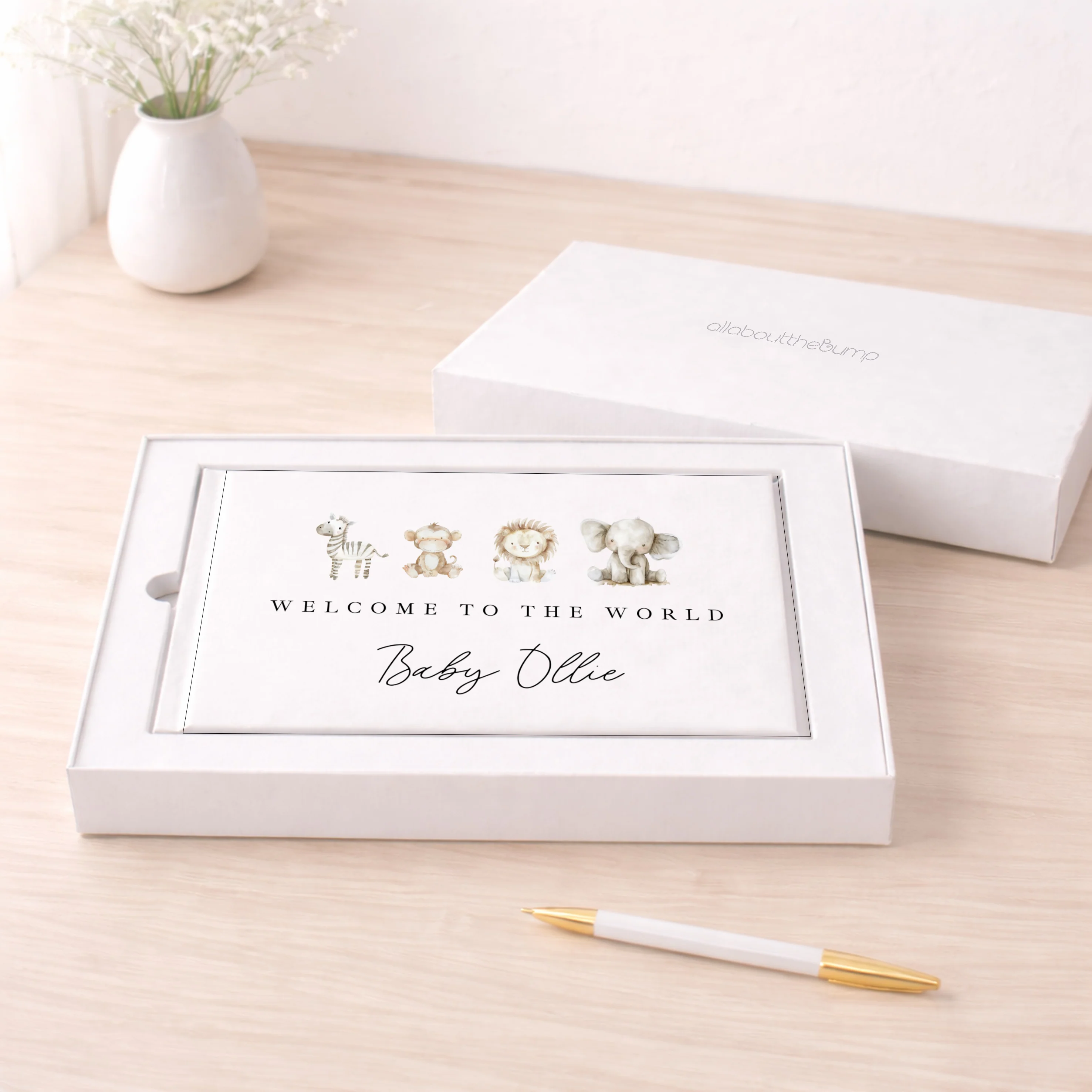 Personalised Watercolour Safari Baby Shower Guest Book