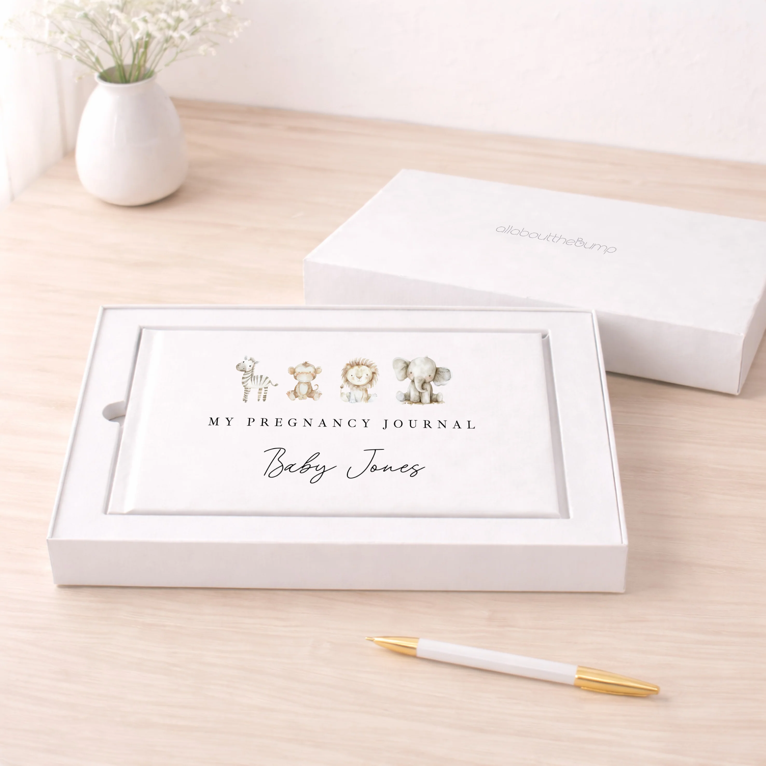 Personalised Watercolour Safari Pregnancy Journal