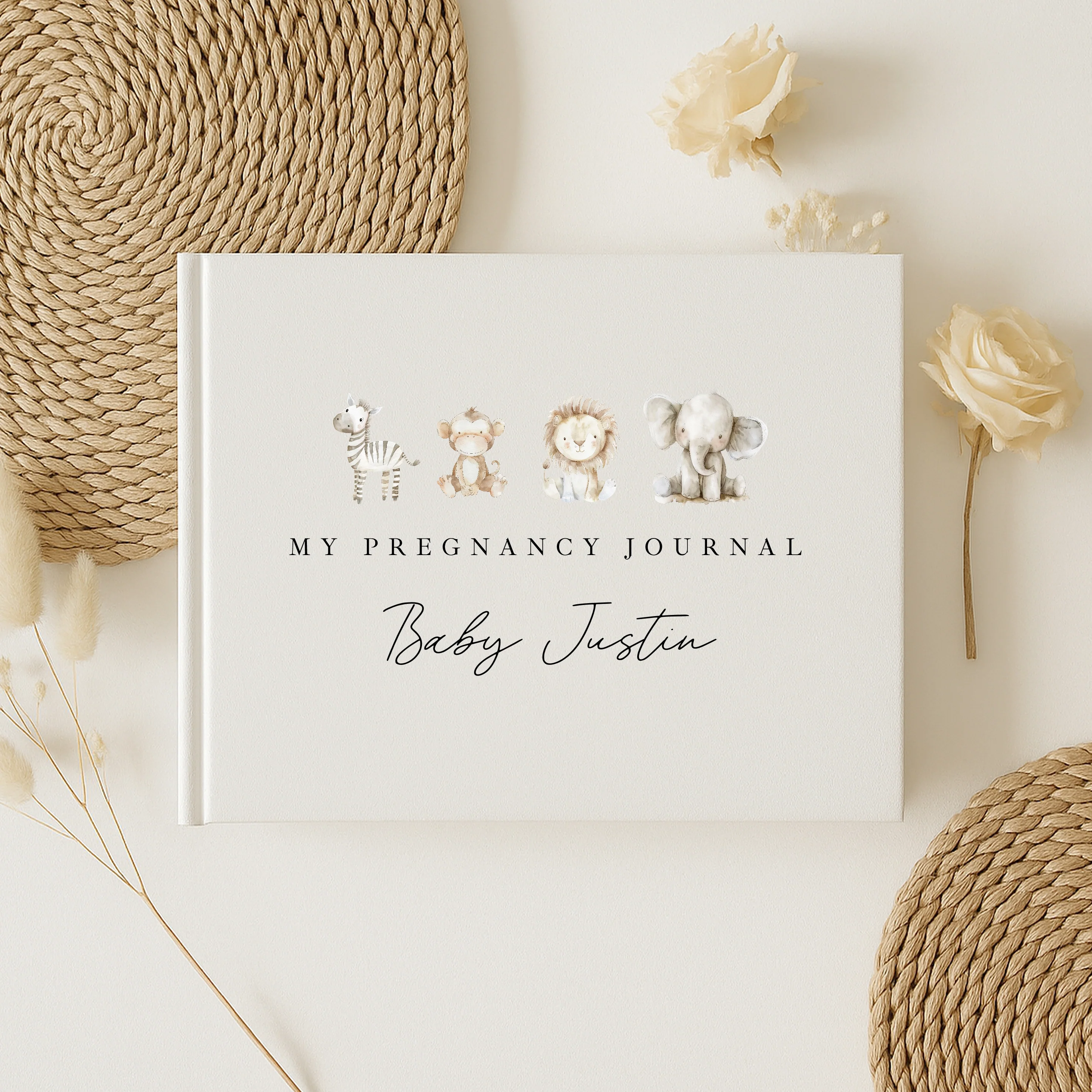 Personalised Watercolour Safari Pregnancy Journal - Image 5