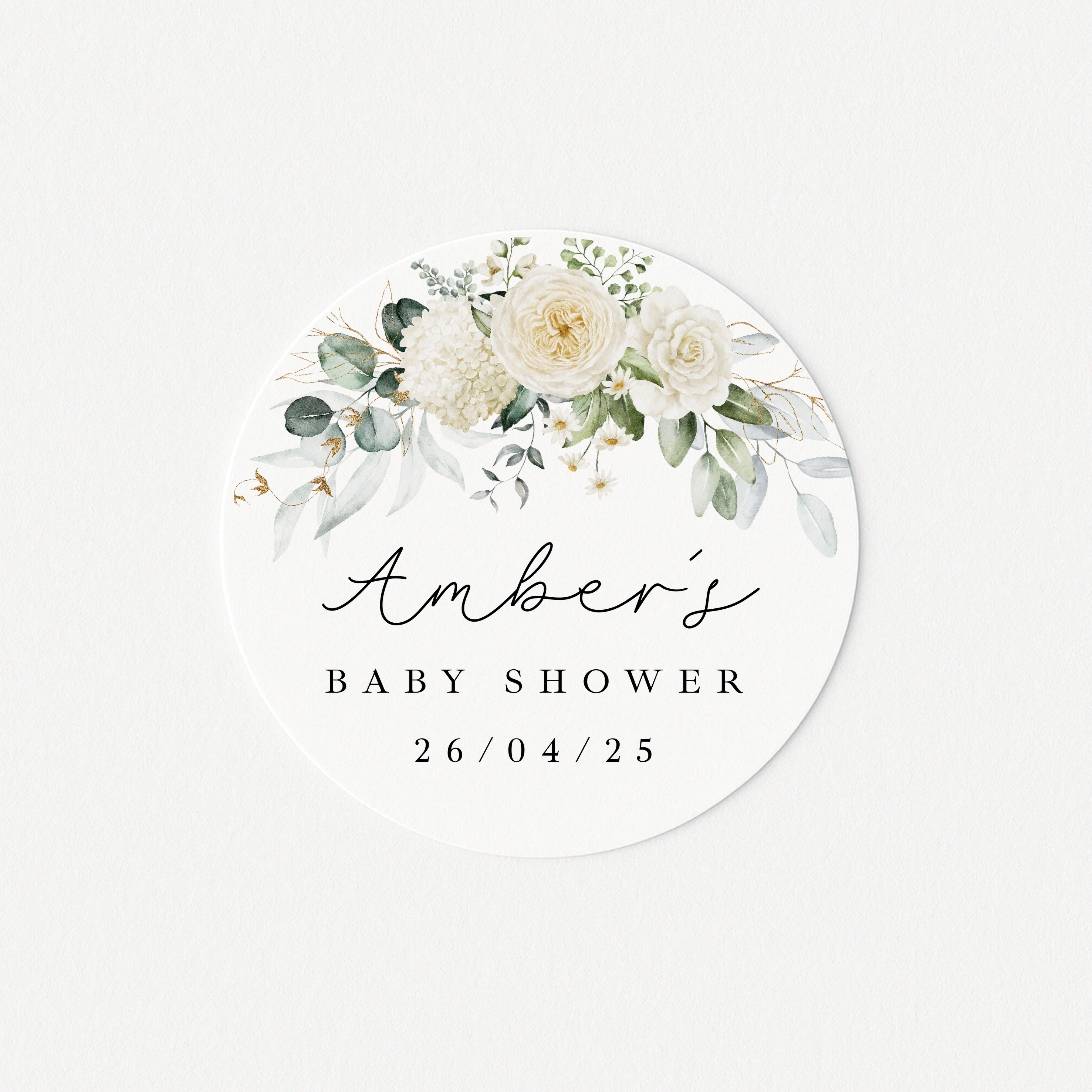Personalised White Floral Baby Shower Stickers - Image 7