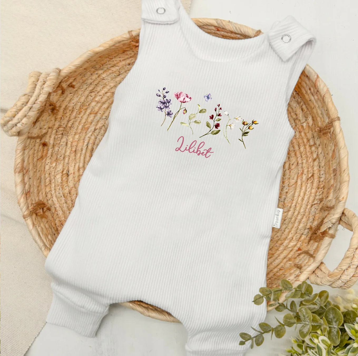 Personalised Wild Flower Ribbed Dungarees - Image 2