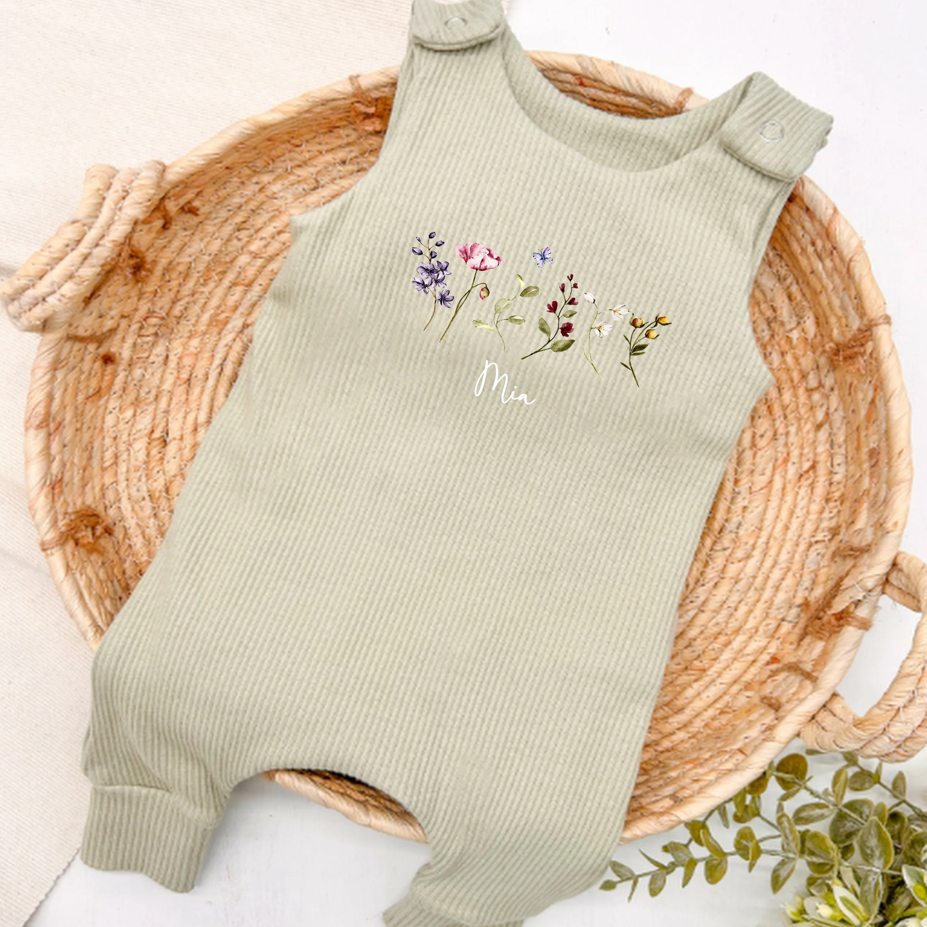 Personalised Wild Flower Ribbed Dungarees - Image 3