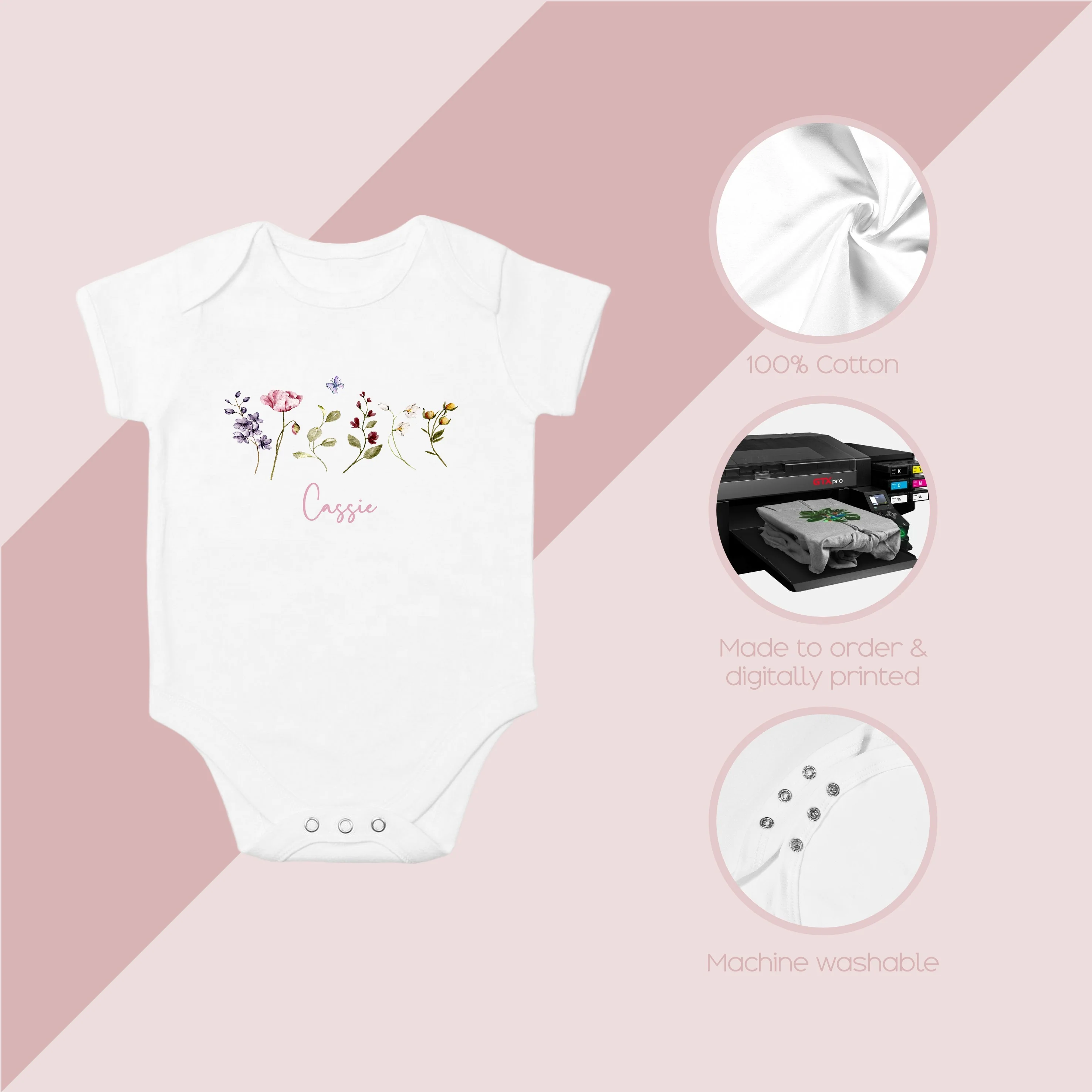 Personalised Wildflower Babygrow/Vest - Image 3