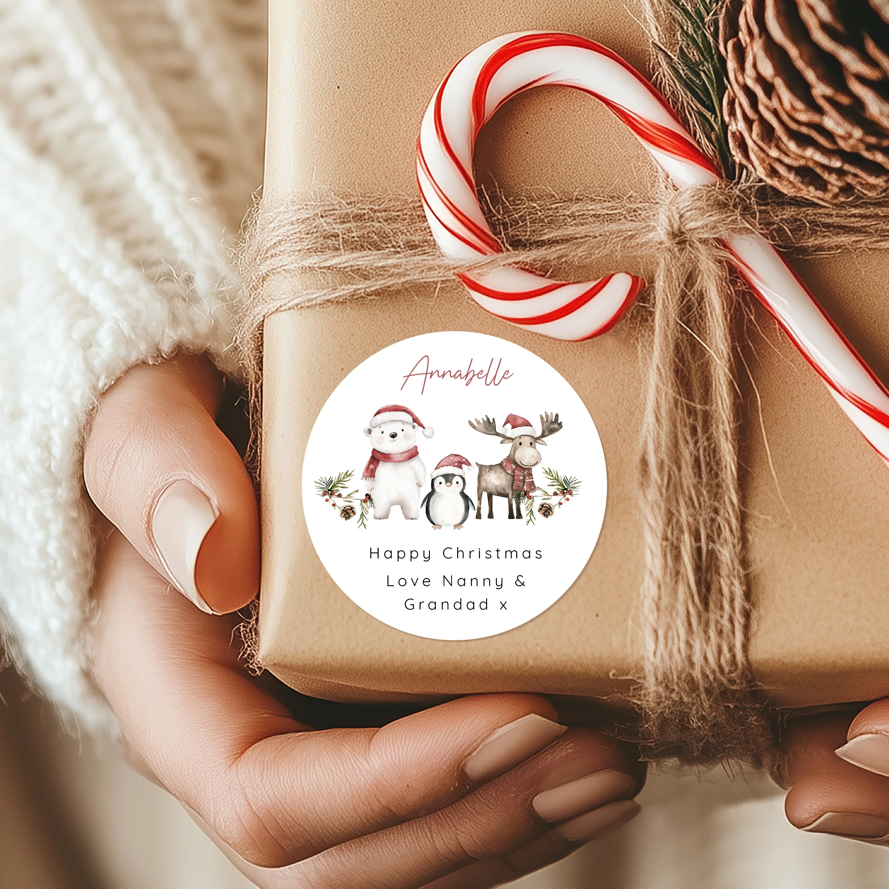 Personalised Woodland Animals Christmas Stickers