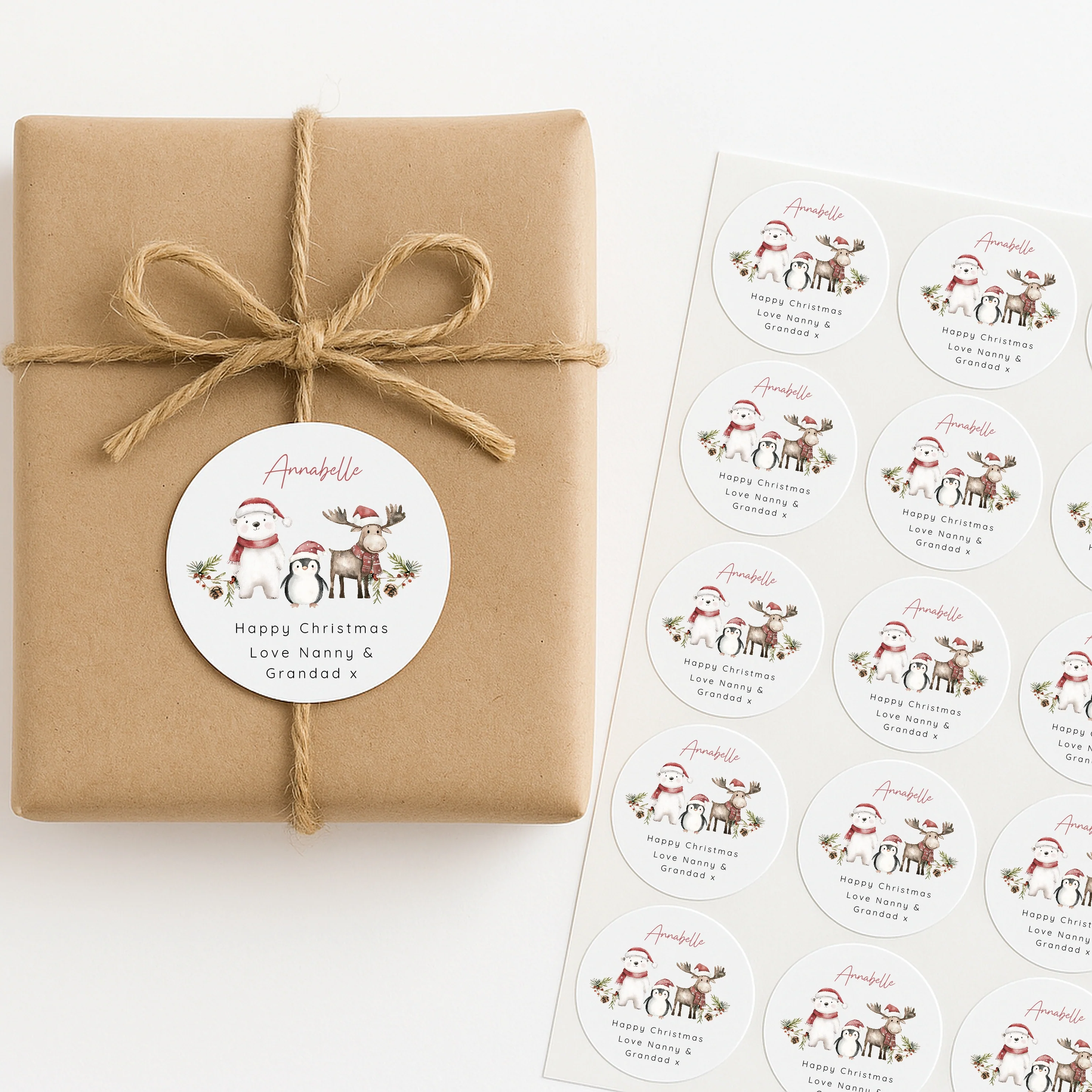Personalised Woodland Animals Christmas Stickers - Image 3