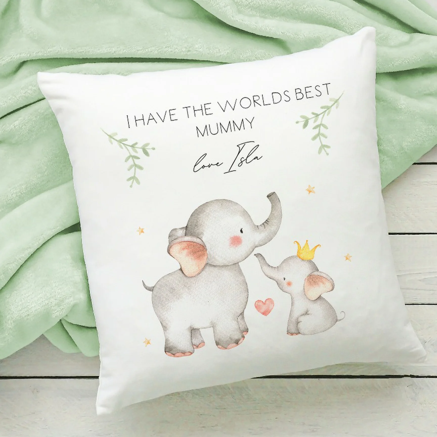 Personalised World's Best Nanny/Mummy Elephant Cushion