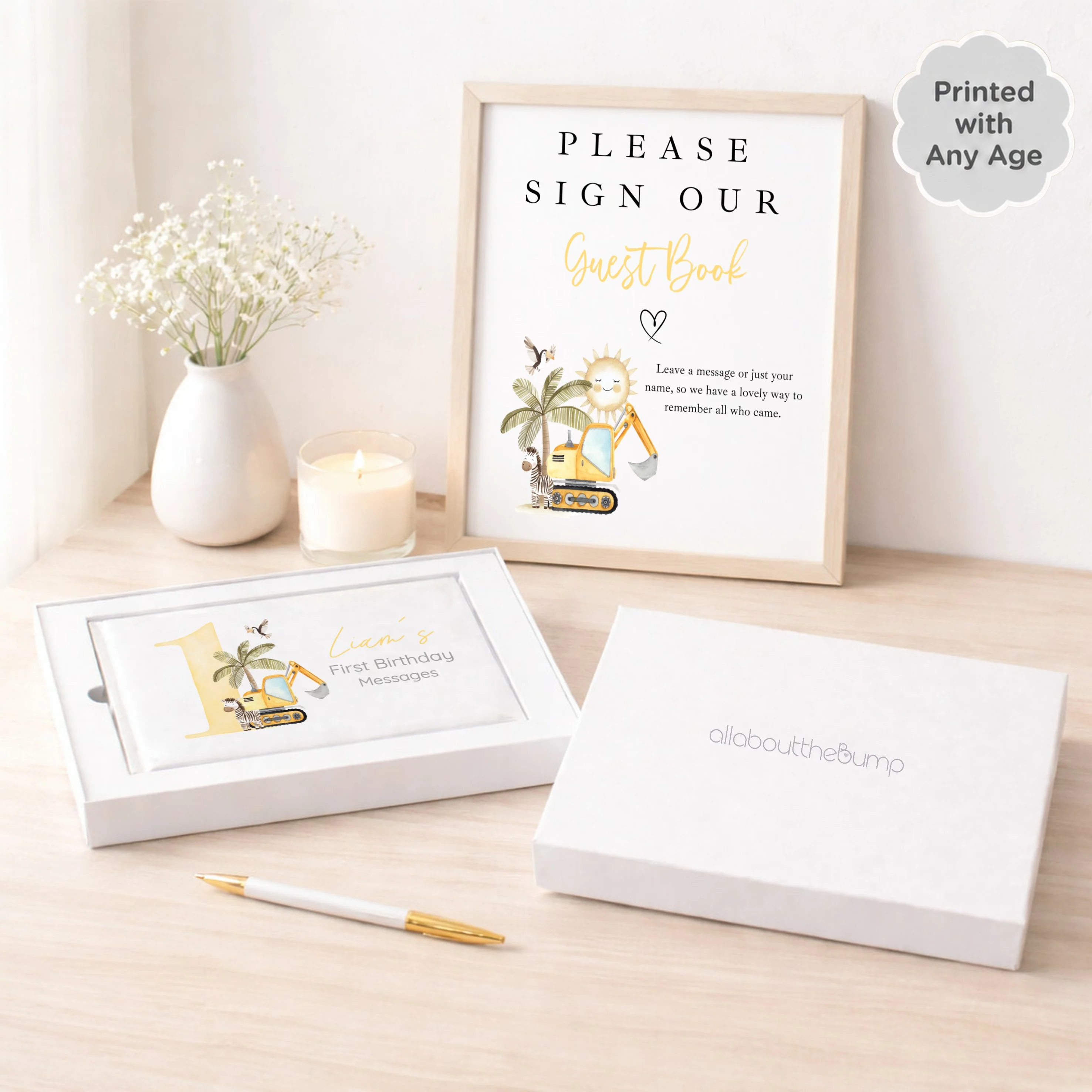 Personalised Yellow Digger Any Age Birthday Guest Book - Image 2