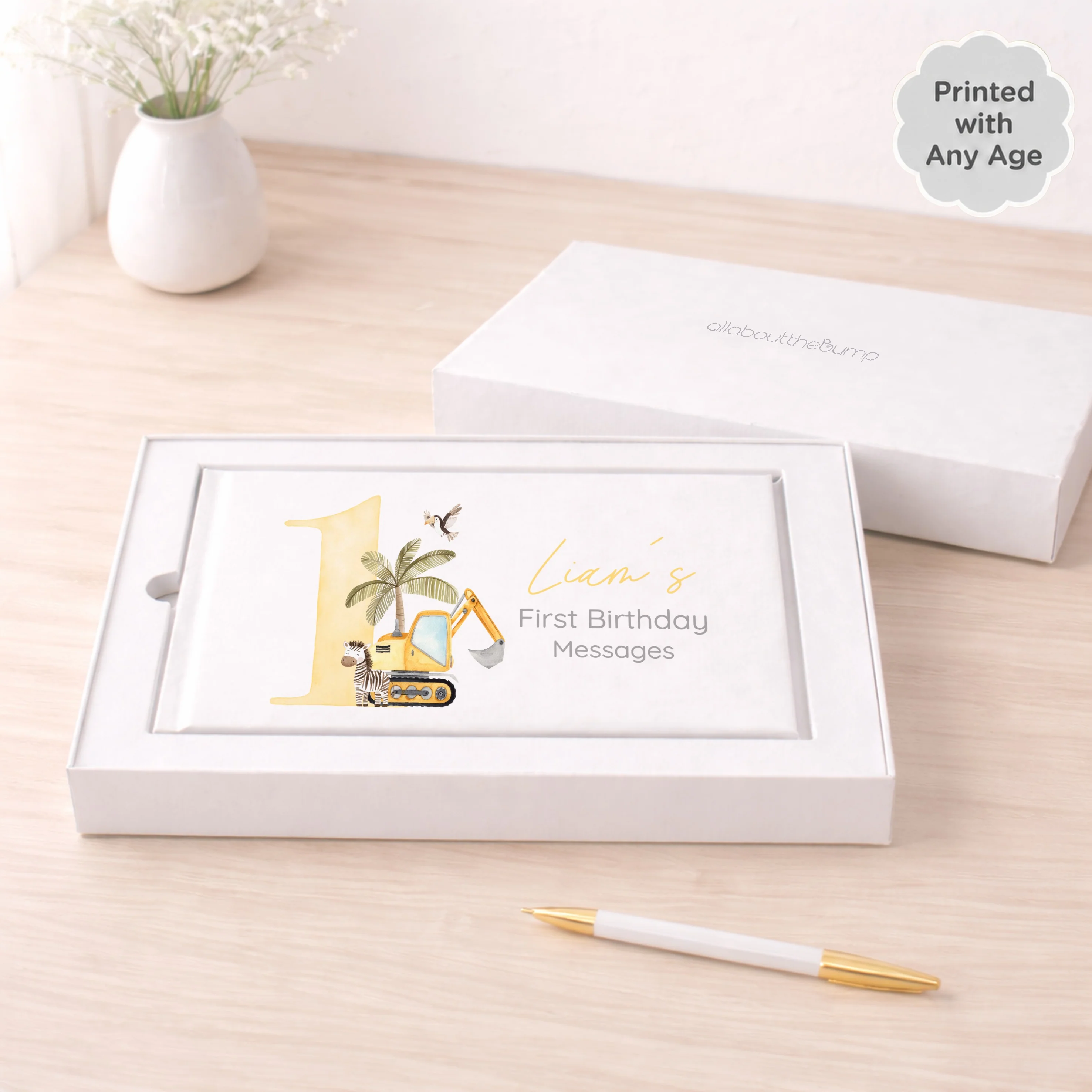 Personalised Yellow Digger Any Age Birthday Guest Book - Image 3