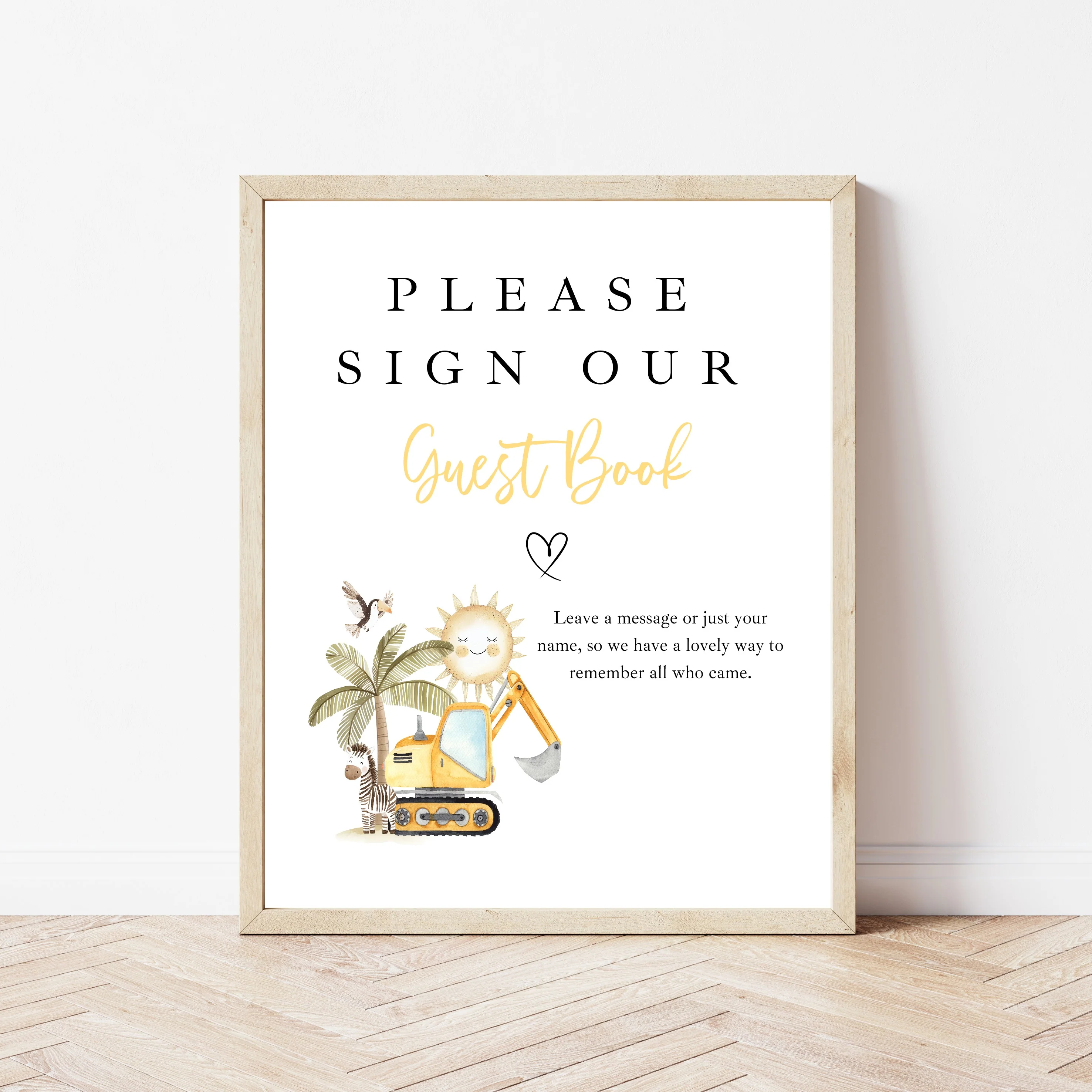 Personalised Yellow Digger First Birthday Guest Book - Image 6