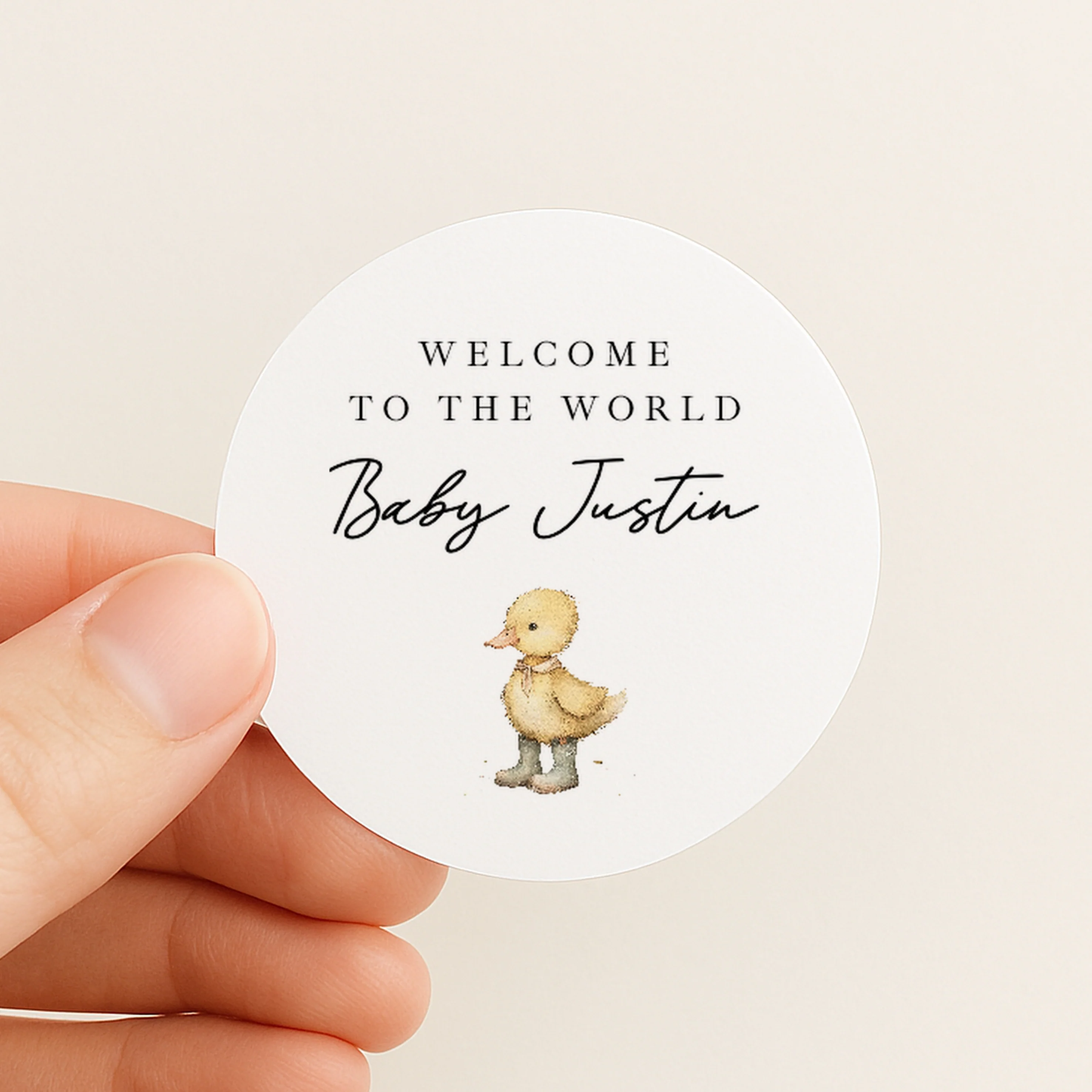 Personalised Yellow Duck Baby Shower Stickers - Image 2