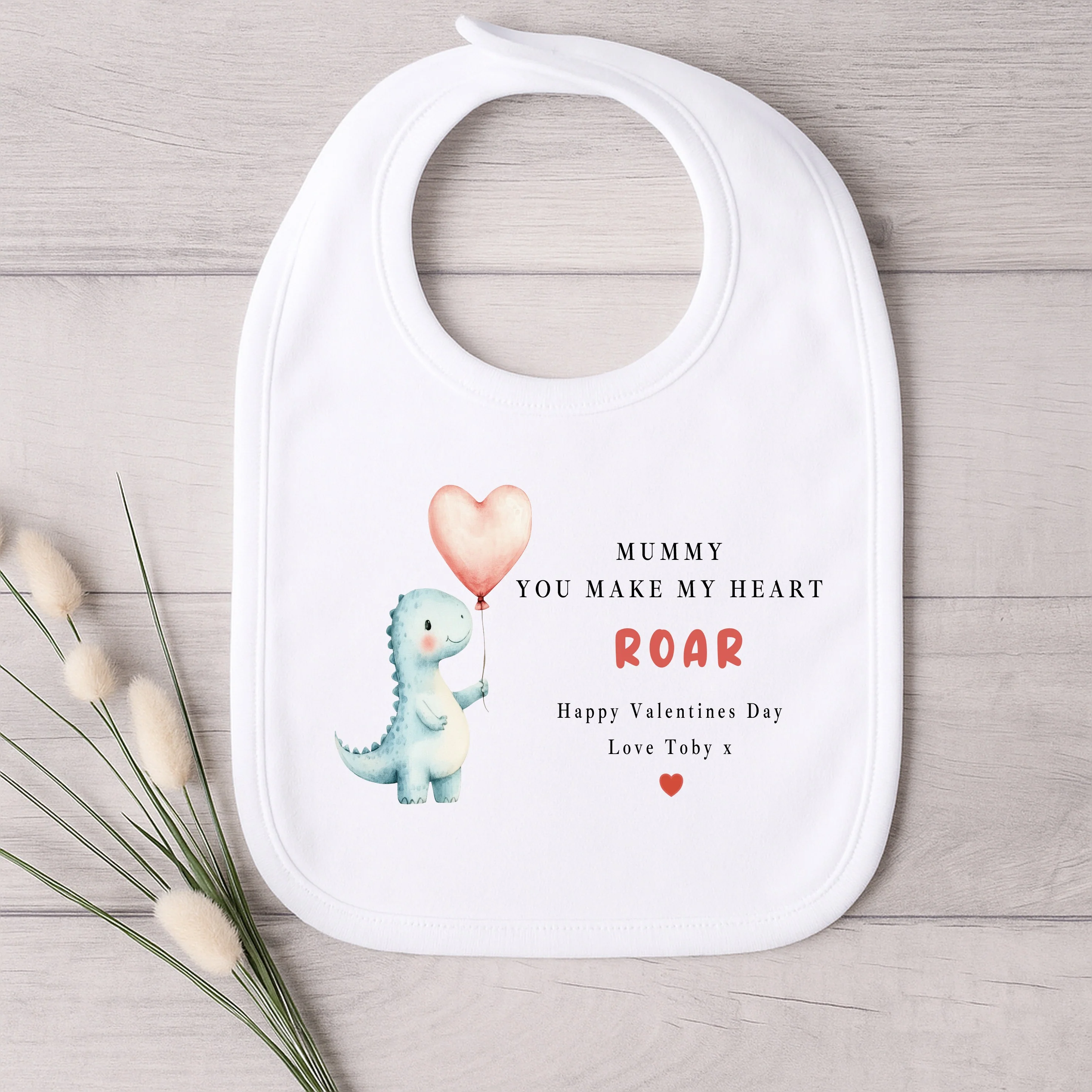 Personalised You Make My Heart Roar Valentines Day Baby Grow, Vest or Bib - Image 3