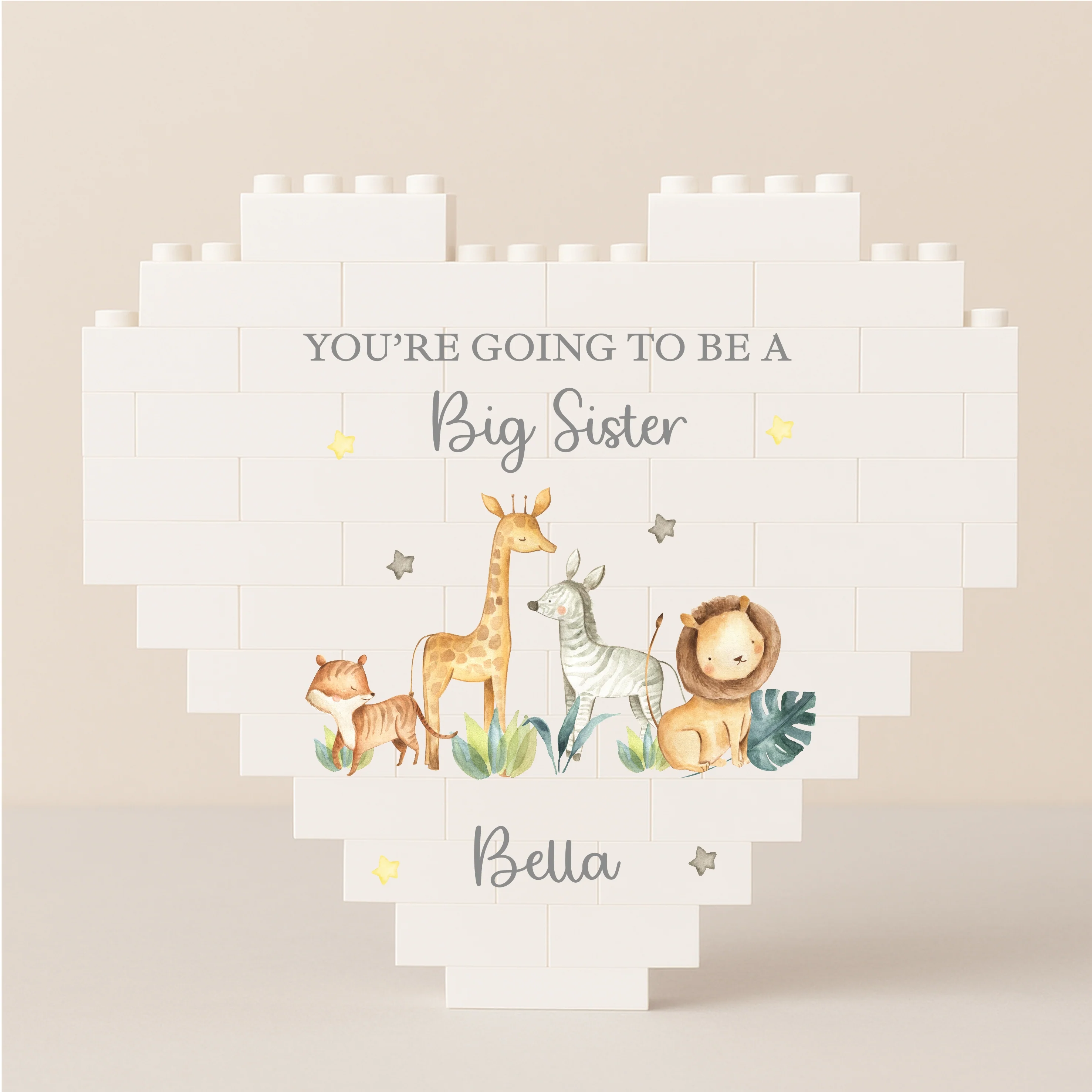 Personalised You're Going To Be a Big Sibling Safari Building Blocks - Image 3