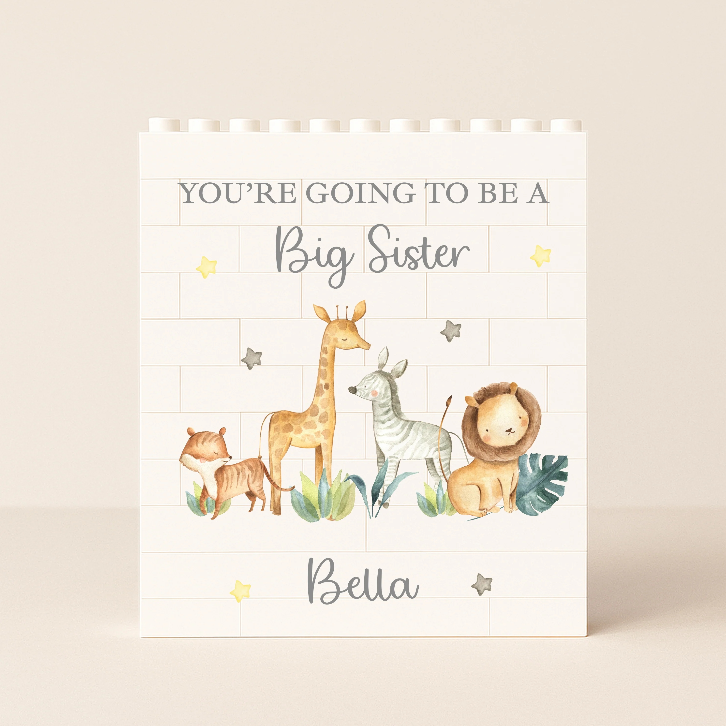 Personalised You're Going To Be a Big Sibling Safari Building Blocks - Image 4