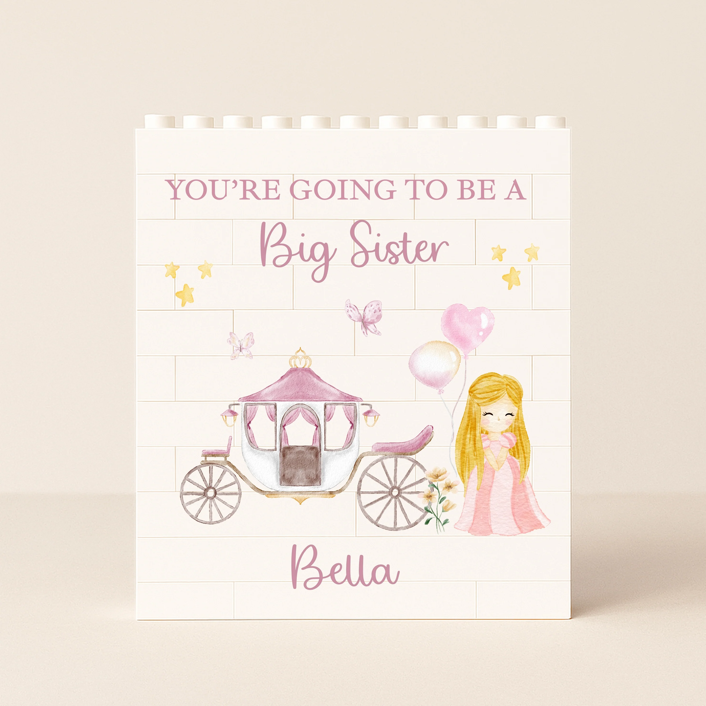 Personalised You're Going To Be a Big Sister Princess Building Blocks - Image 4