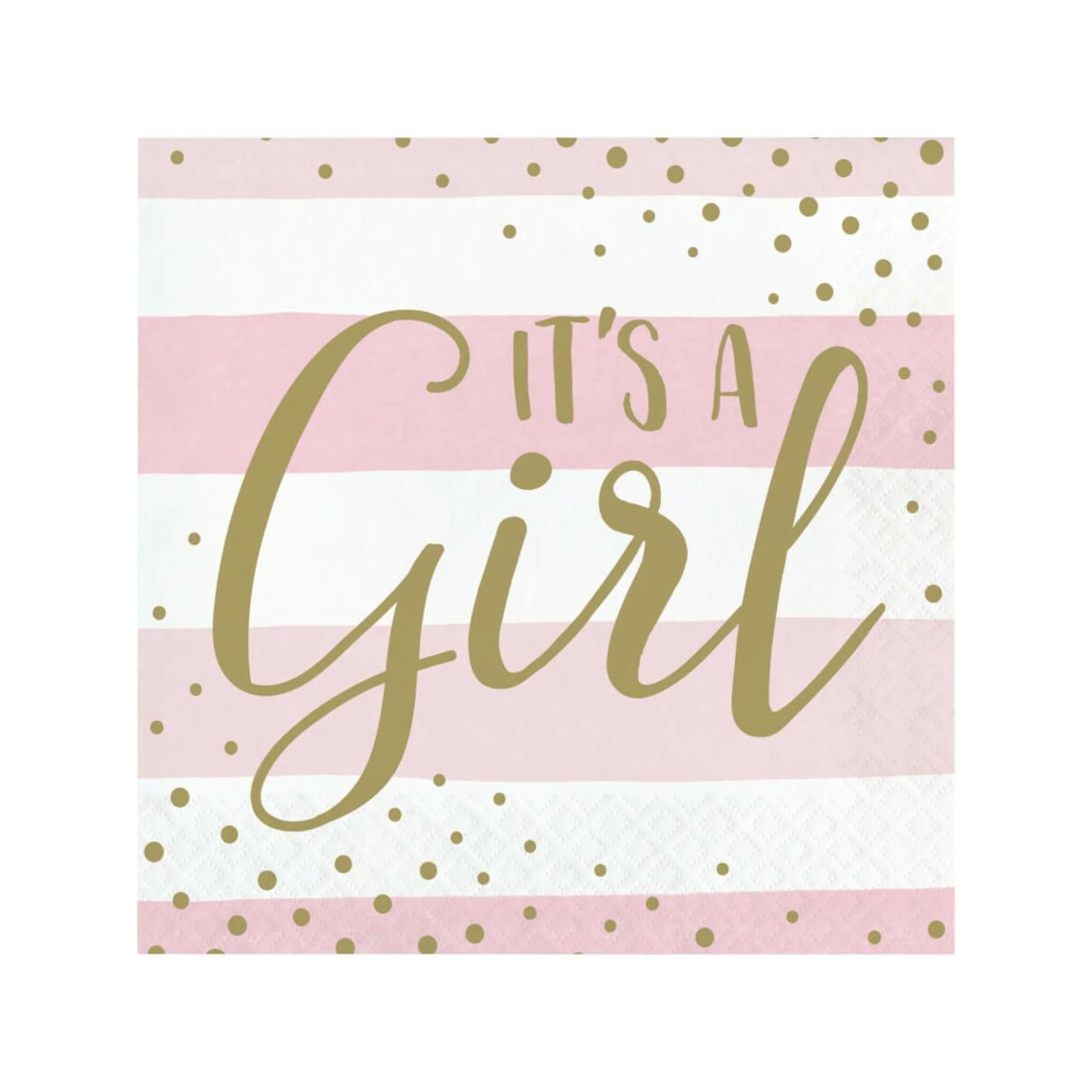 Pink and Gold Celebration Lunch Napkins It's A Girl 2 ply