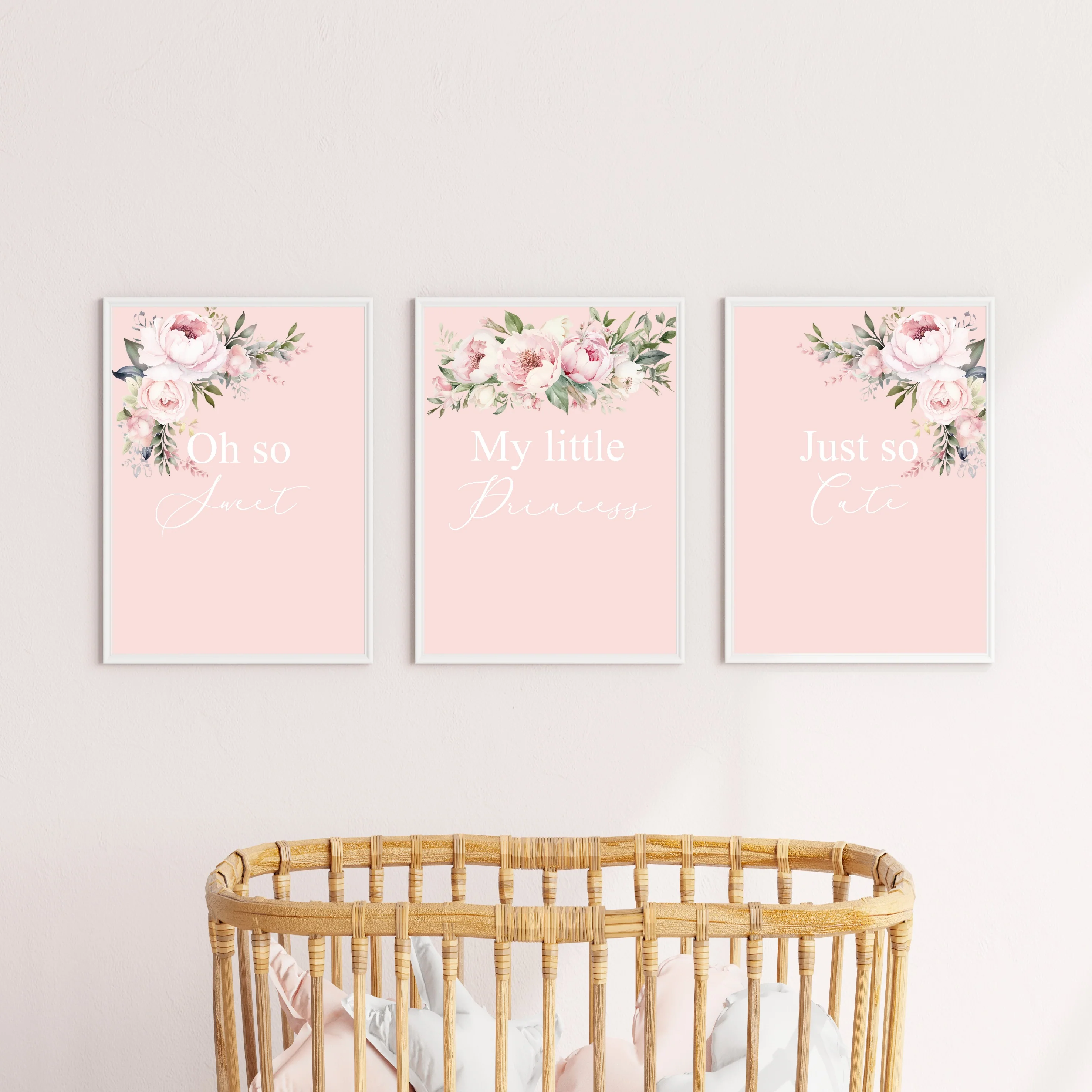 Pink Floral Oh So Sweet Set of 3 Wall Art