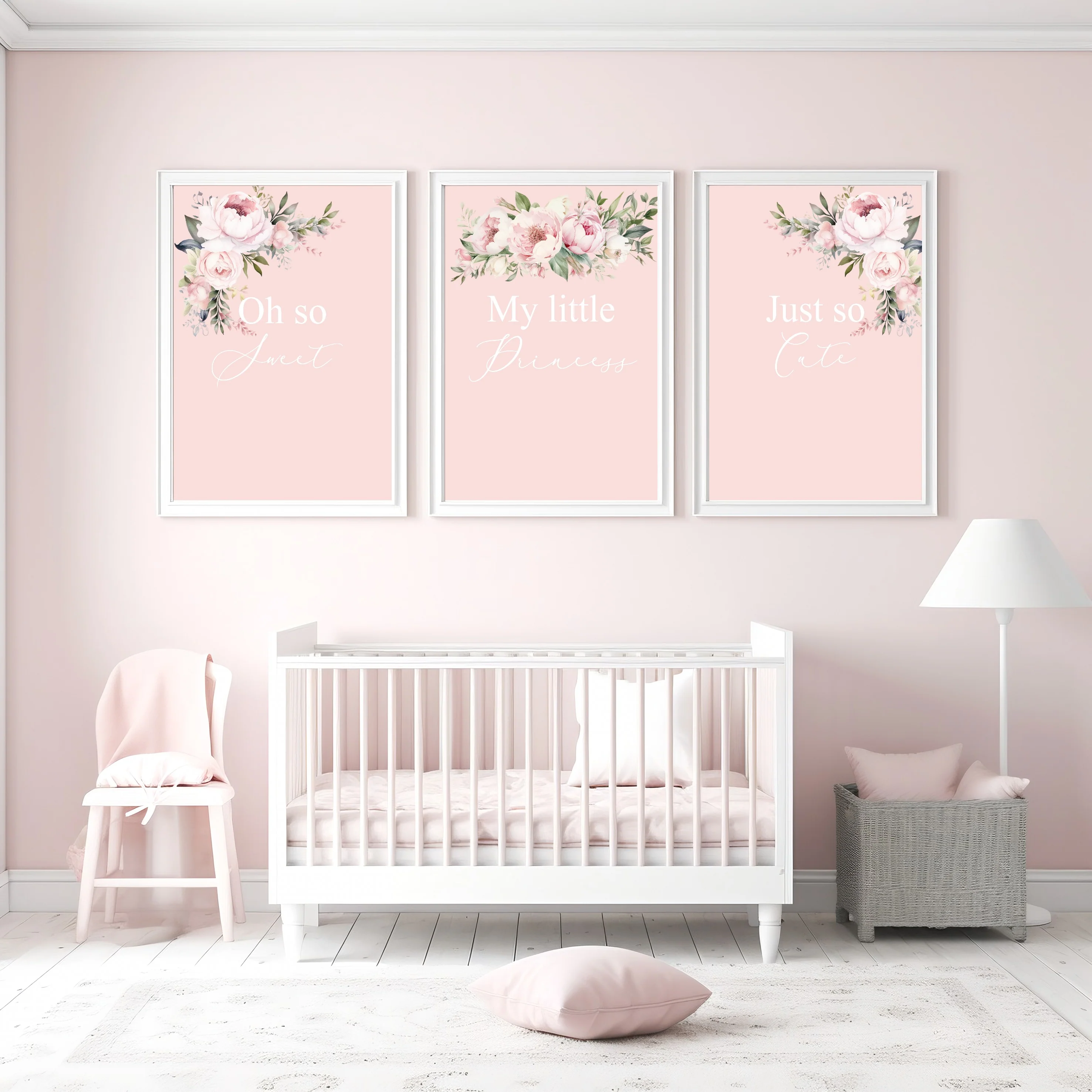 Pink Floral Oh So Sweet Set of 3 Wall Art - Image 2