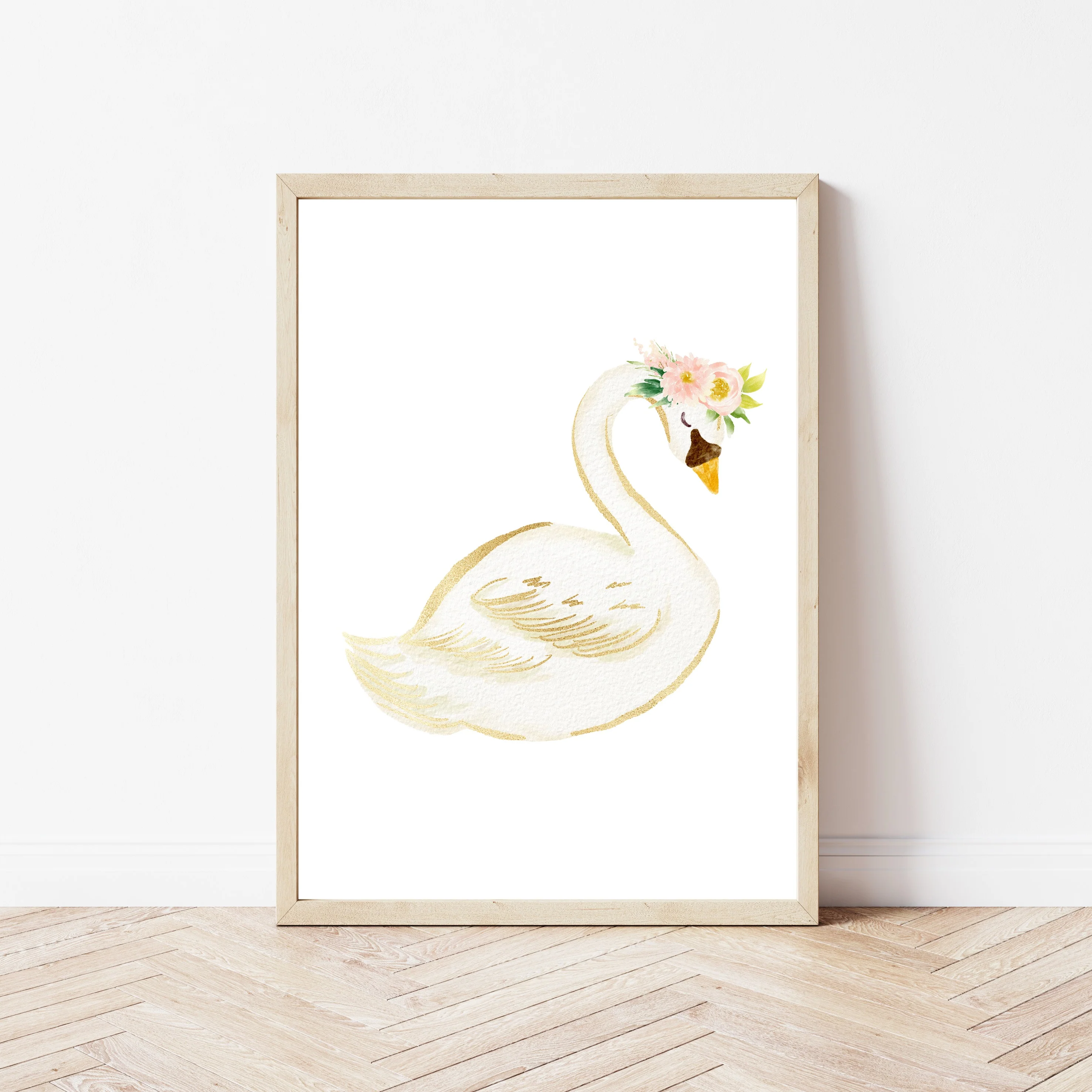 Pink Floral Swan Set of 3 Wall Art - Image 2