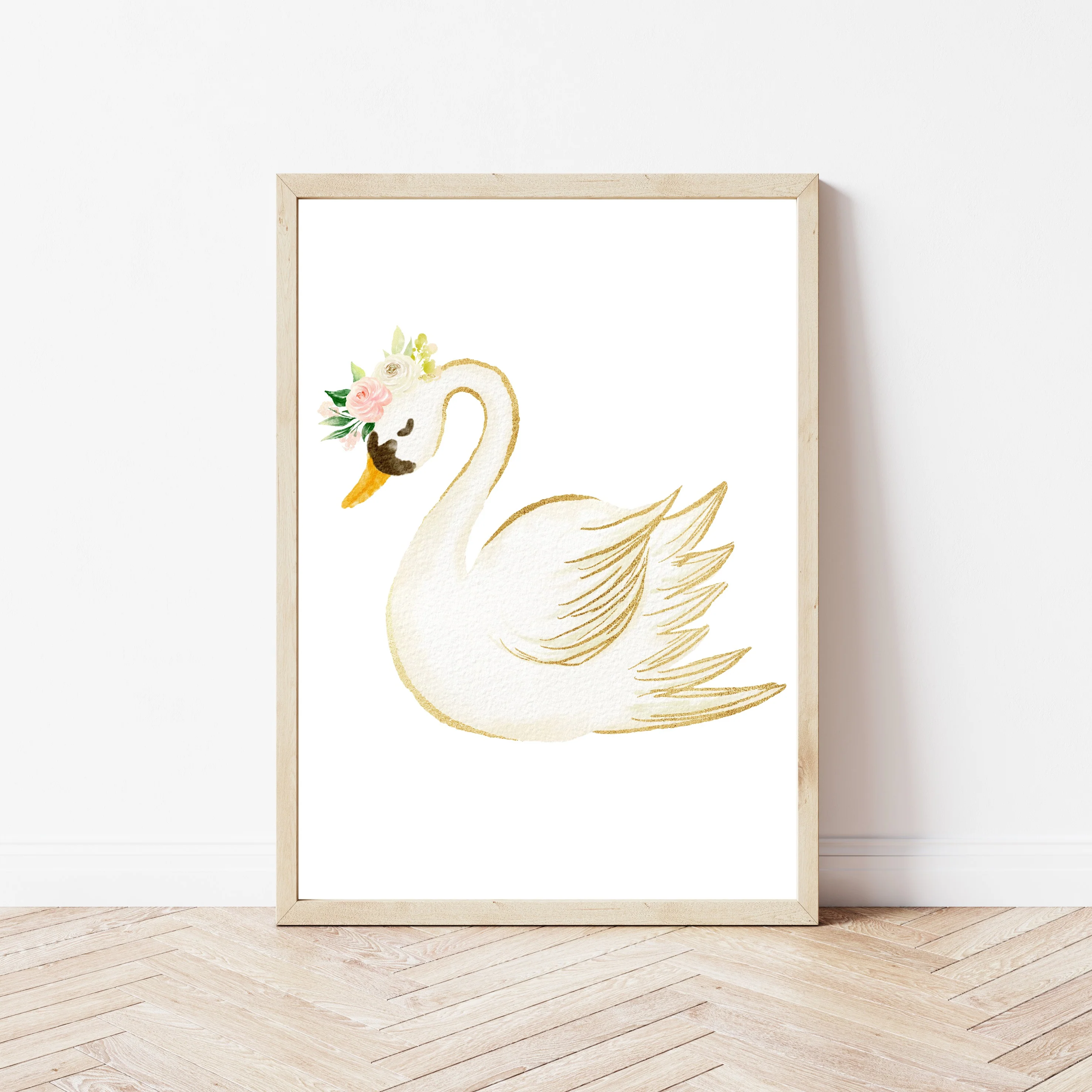 Pink Floral Swan Set of 3 Wall Art - Image 4