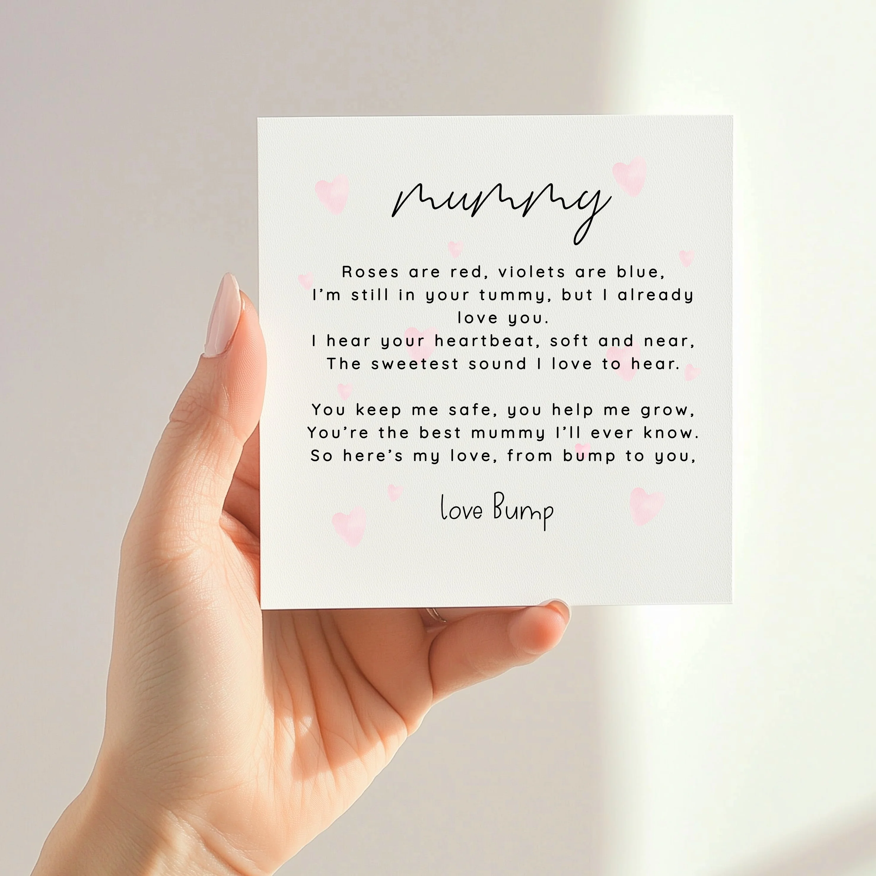 Pink Hearts Happy Valentine's Day Mummy Love Bump Card - Image 3