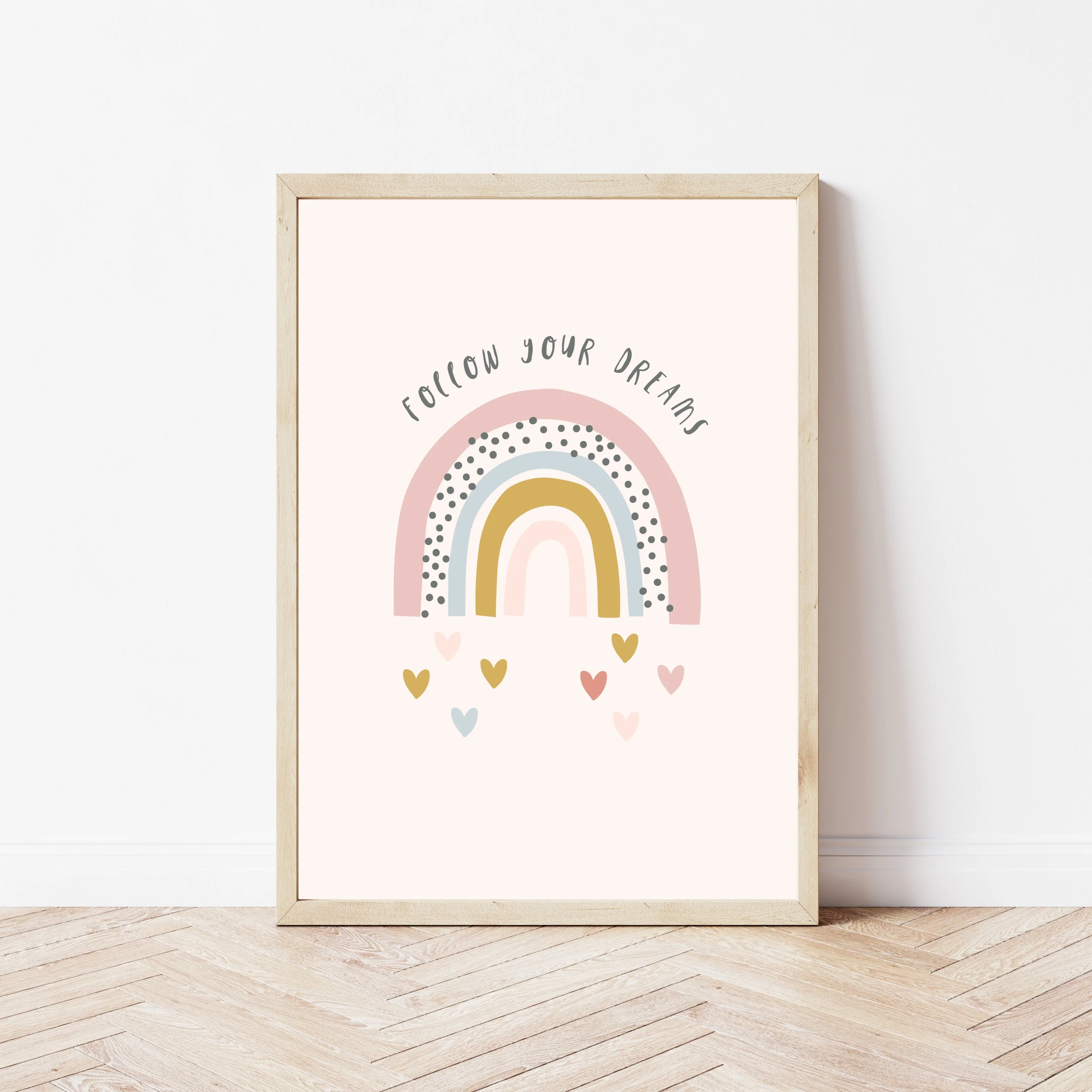 Pink Spotty Rainbow Set of 3 Wall Art - Image 4