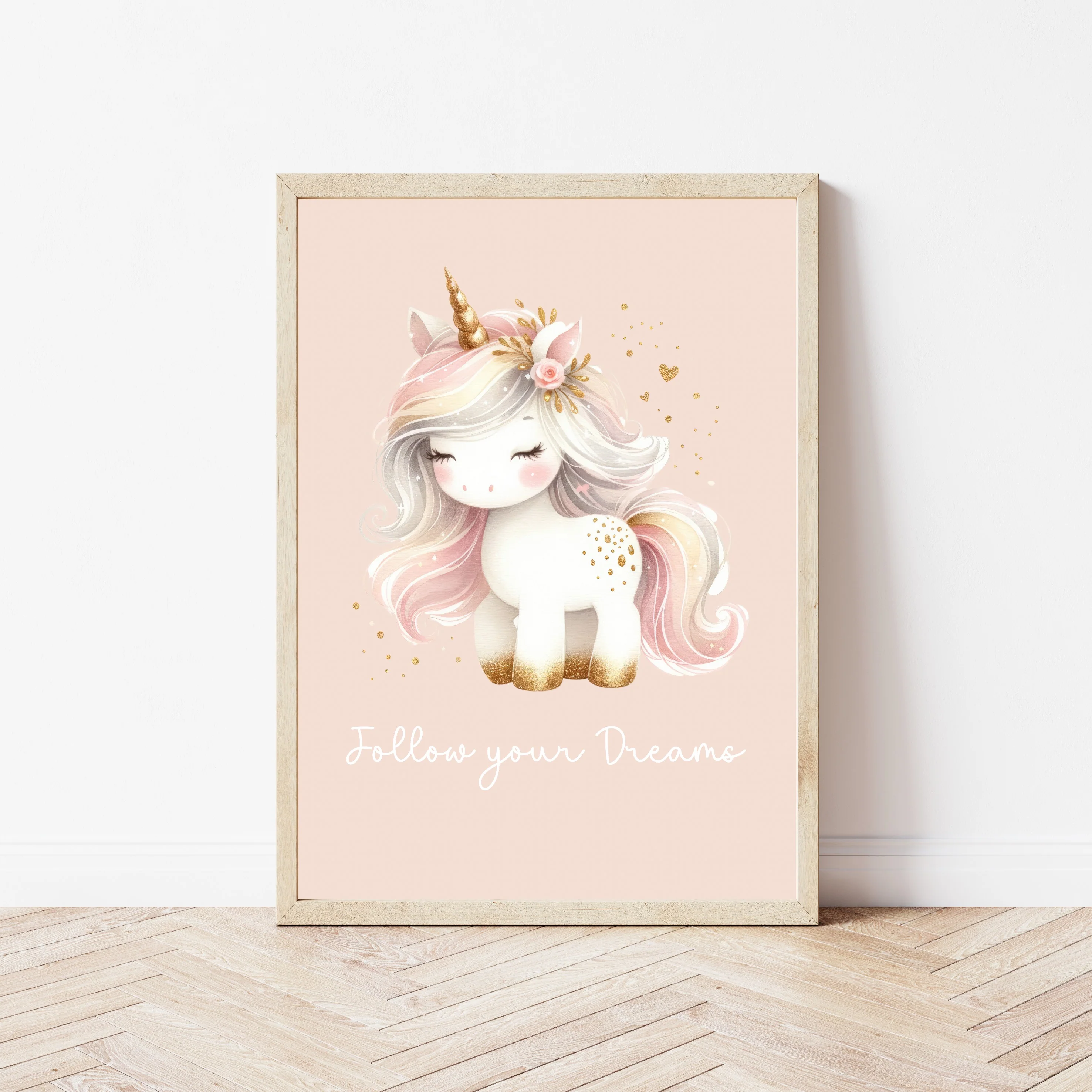 Pink Unicorn and Rainbow Set of 3 Wall Art - Image 5