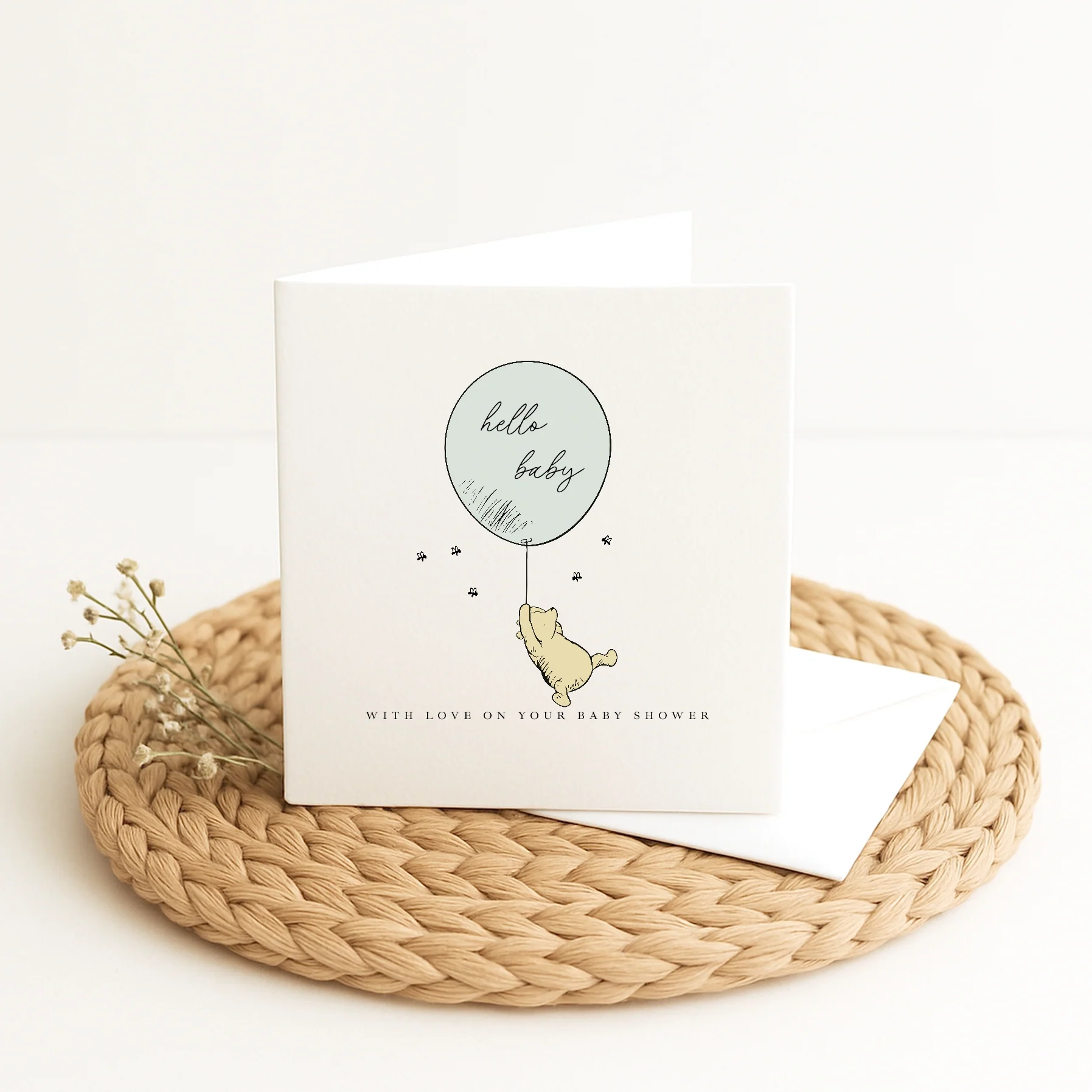 Pooh Bear Green Balloon Baby Shower Card - Image 6