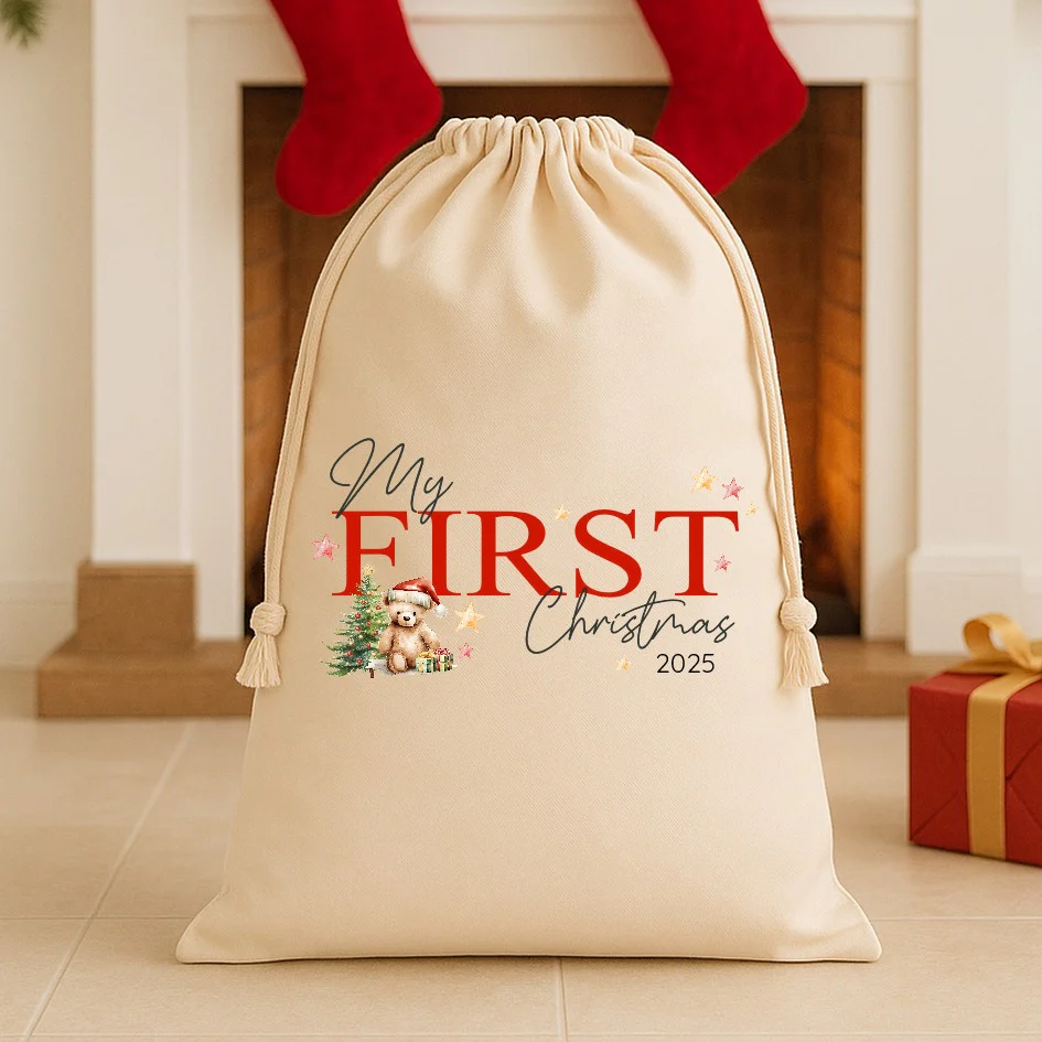 Red Teddy My First Christmas Santa Sack