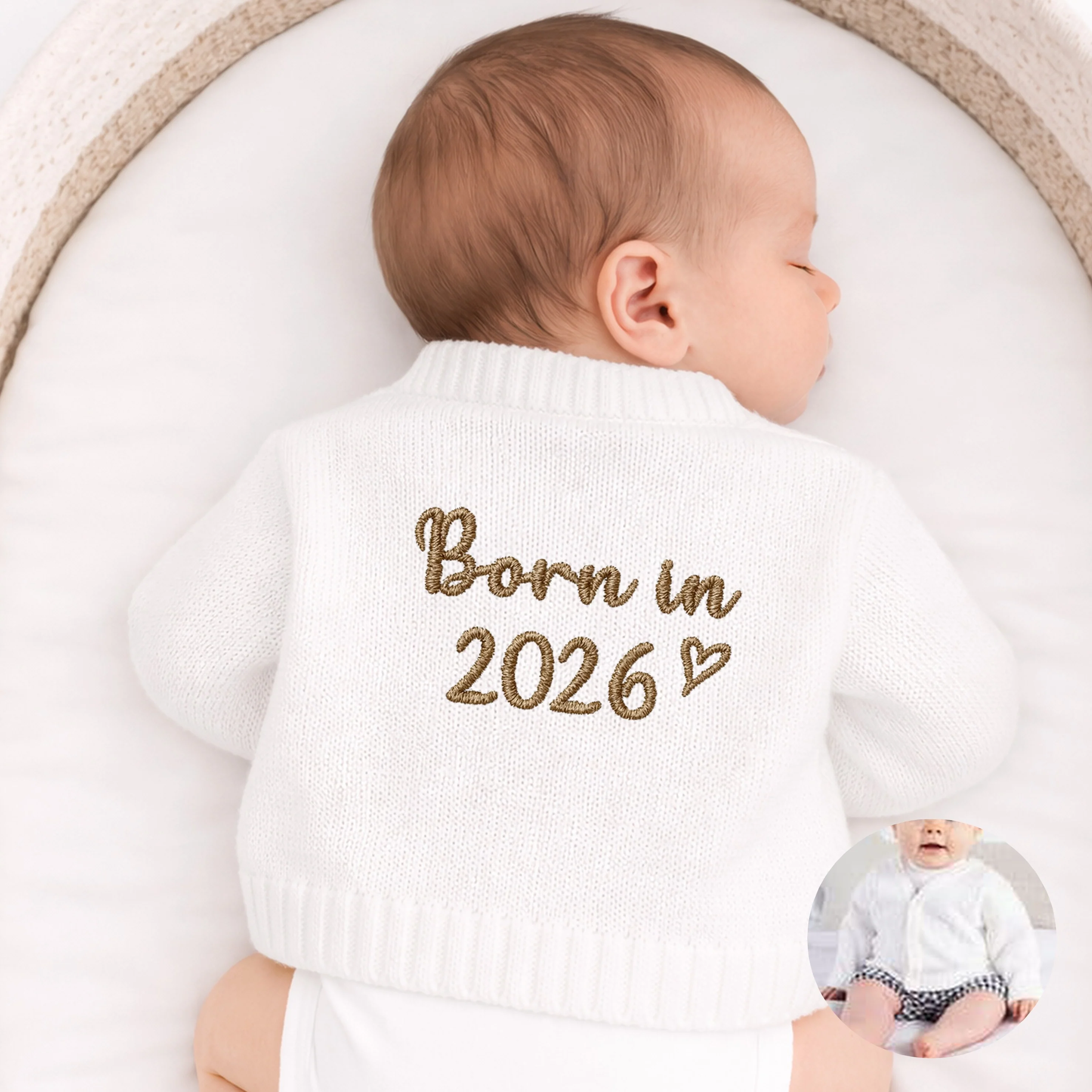 Embroidered Script Born in 2026 Knitted Cardigan - Image 6
