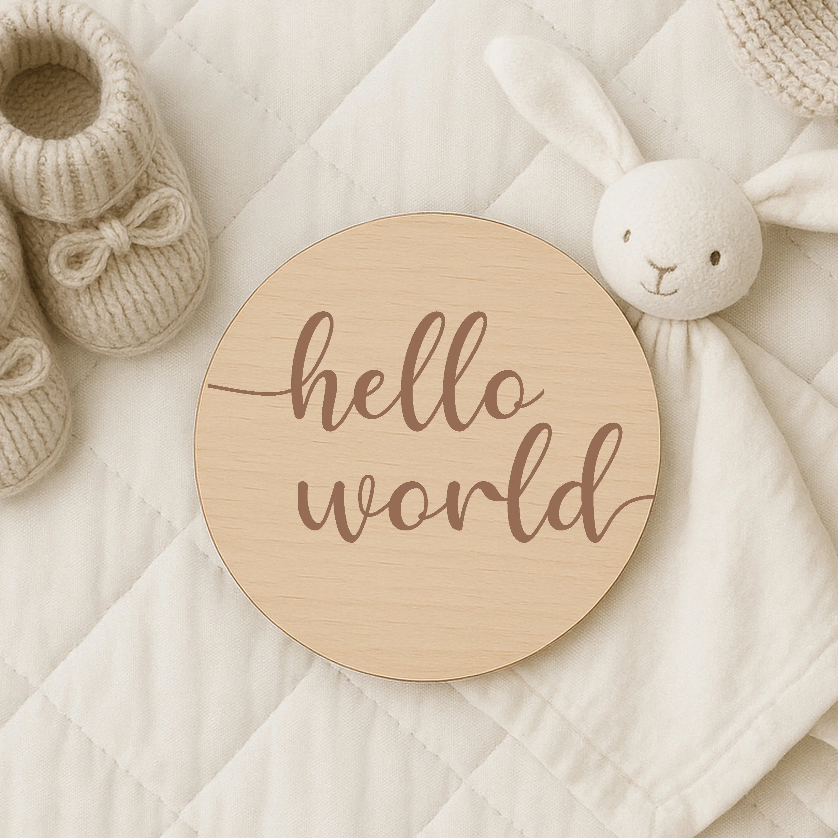 Script Hello World Baby Milestone Wooden Plaque Set - Image 3
