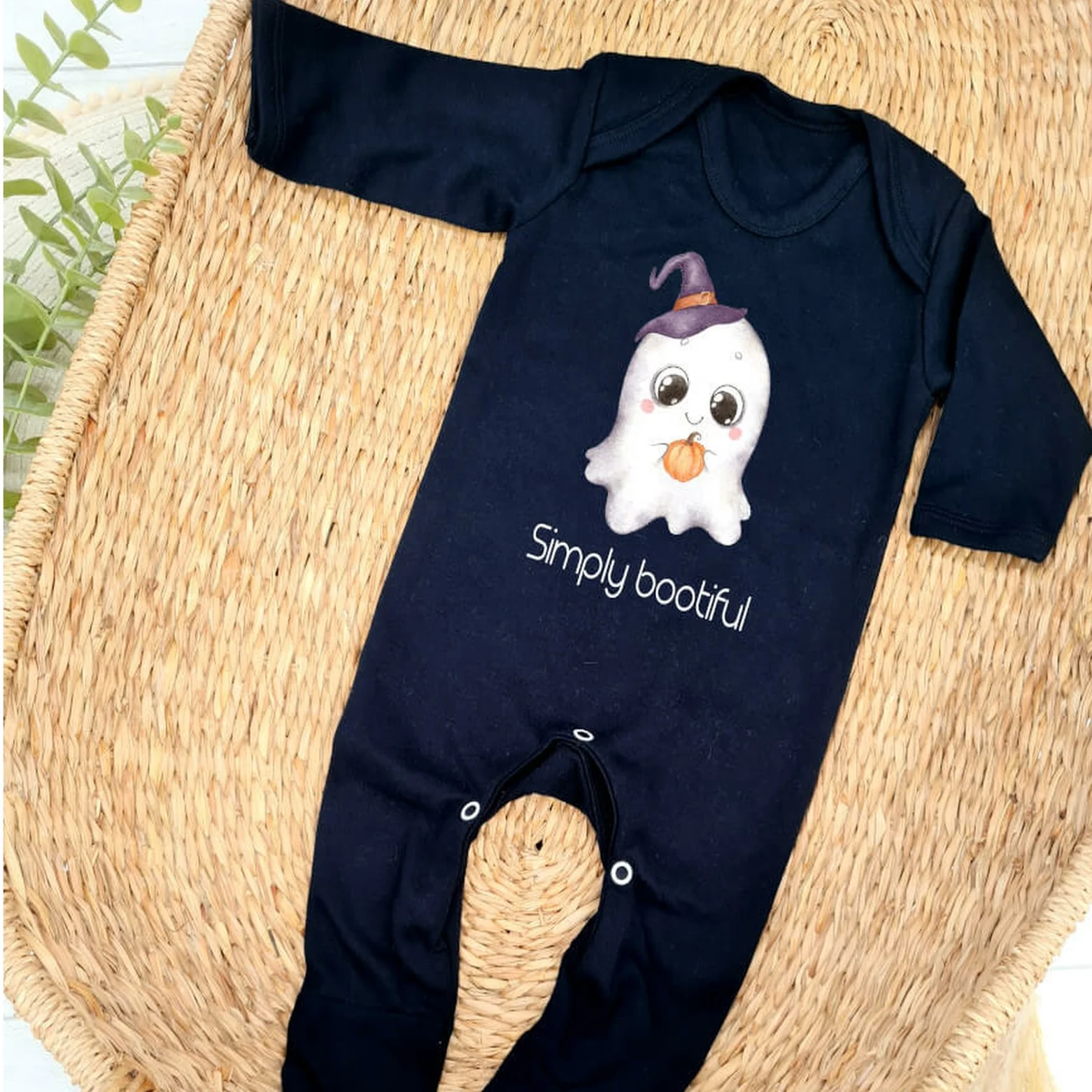 Simply Bootiful Halloween Black Babygrow/Vest - Image 2