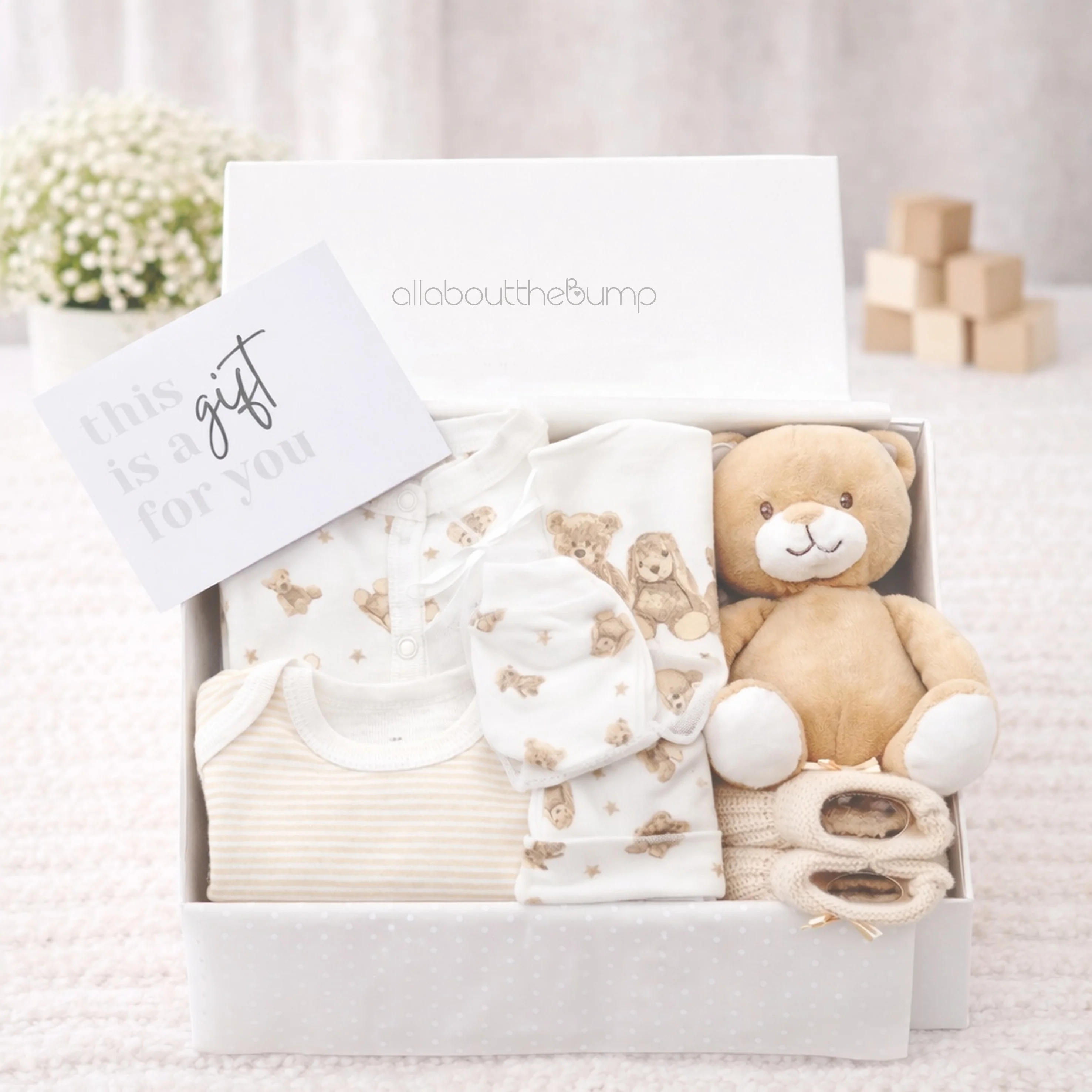 Unisex Beige Teddy Bear and Toy Gift Hamper