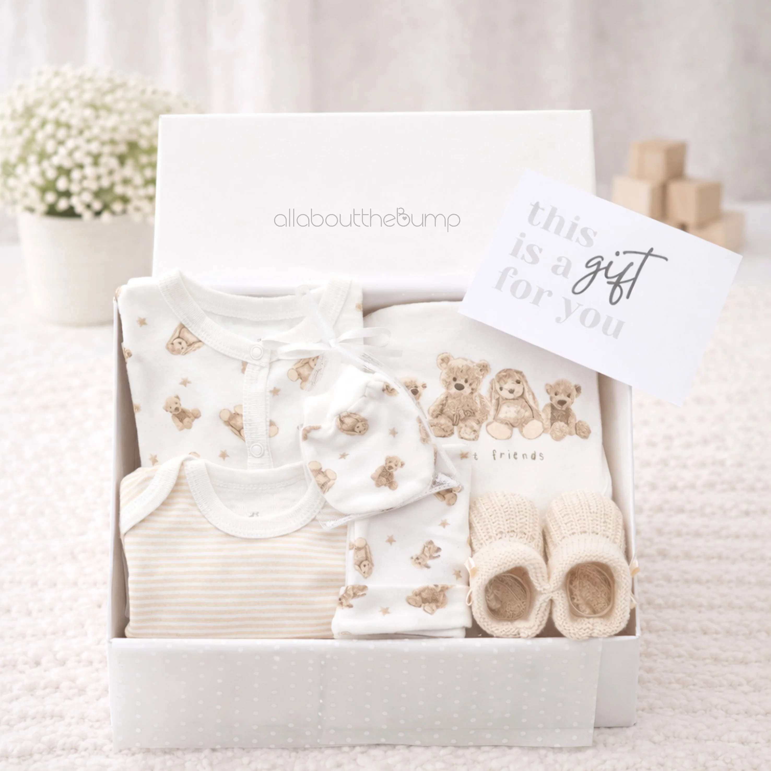 Unisex Beige Teddy Bear Baby Hamper