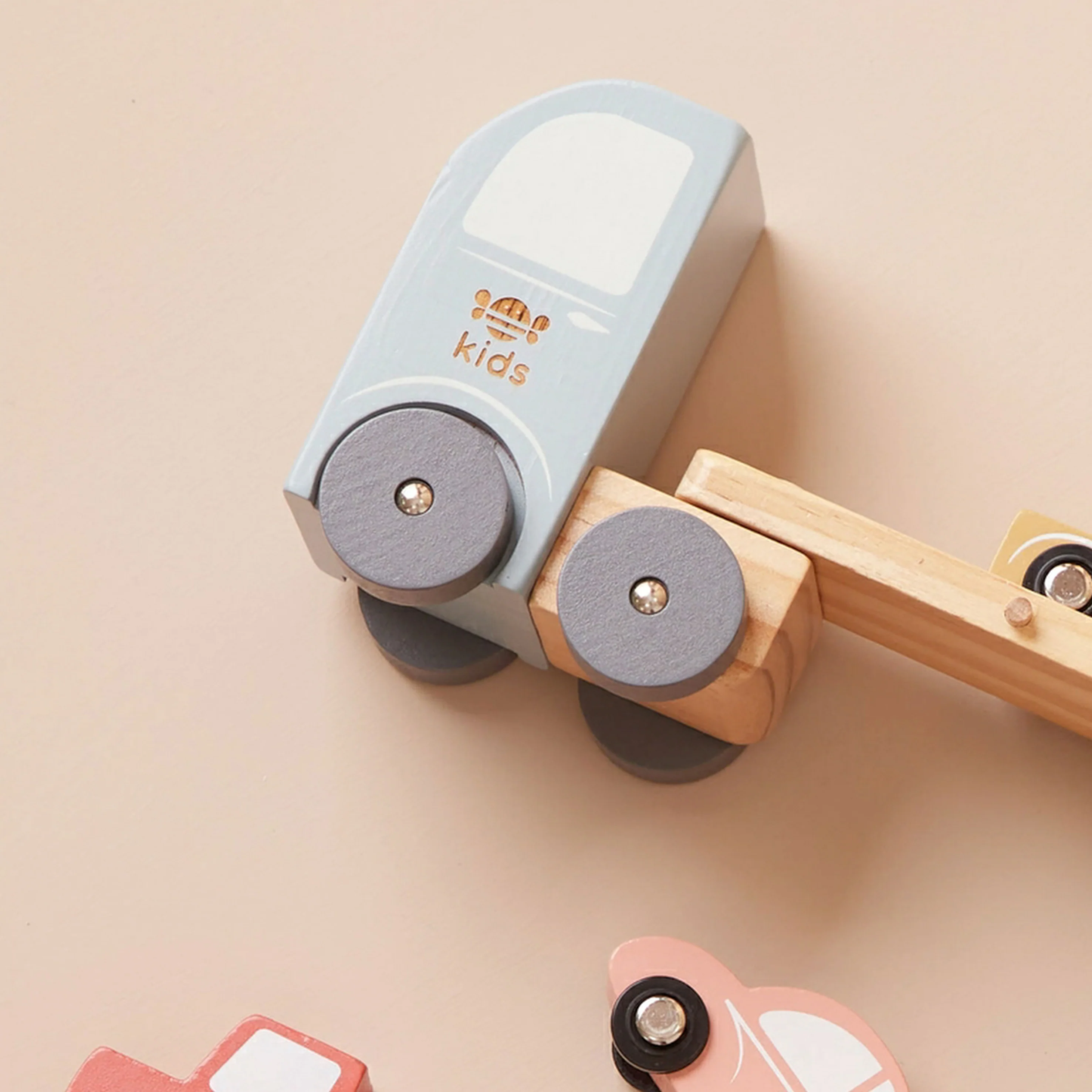 Wooden Car Transport Truck Engraved Toy Set - Image 5